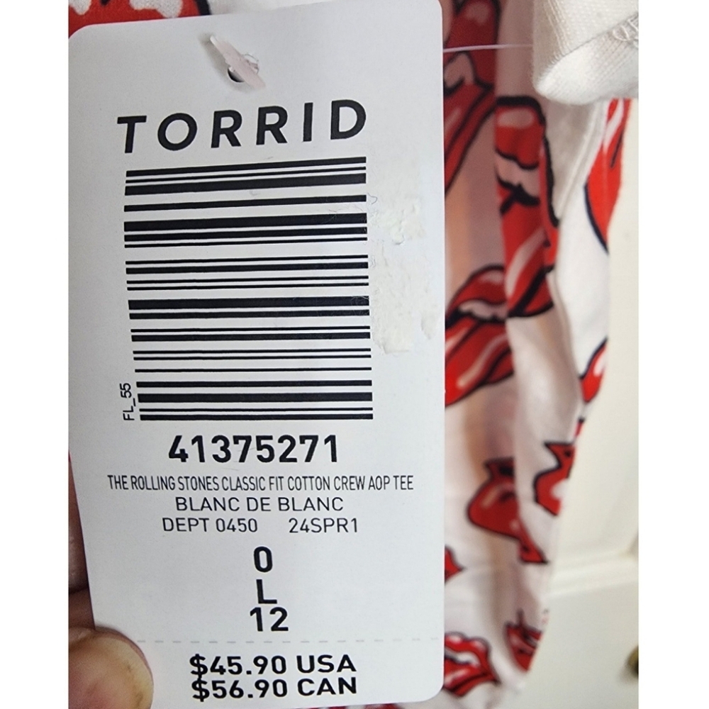 Torrid White Tee with Red Graphic Print Classic Fit Sz L/12/0 NWT - Picture 6 of 6